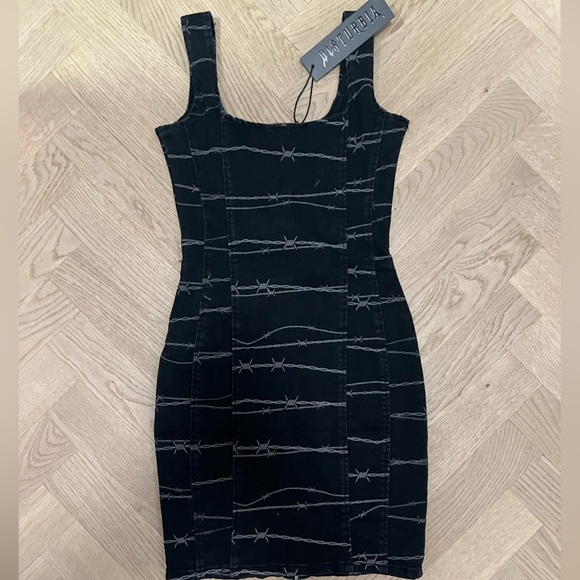 Barbed wire corset denim dress BNWT - Picture 6 of 8